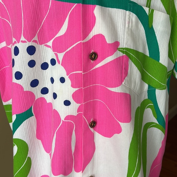 Alfred Shaheen Hawaiian Vintage Floral Shirt Mens Large Pink Tropical RARE PRINT - Picture 4 of 14